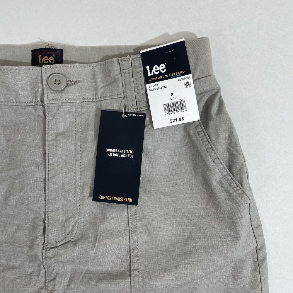 Lee Athletic Skort Mushroom Size 6 Comfort Waistband Pockets Stretch Shorts - Picture 5 of 12